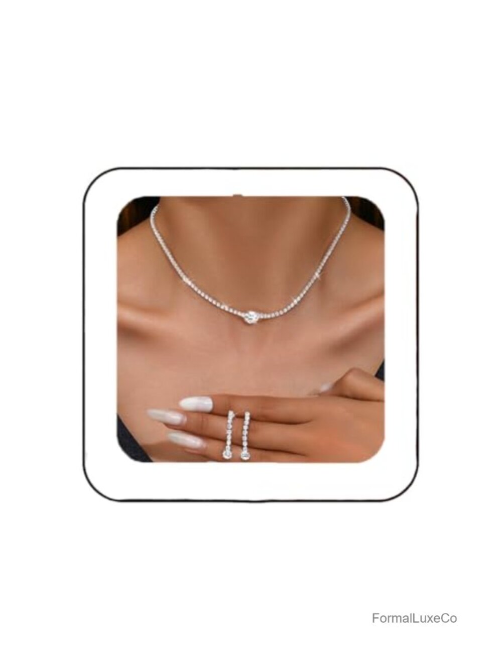 Crystal Rhinestone Bridal Jewelry Set Necklace Earrings Wedding Formal Costume